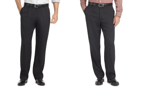 What are pleated and flat front pants?