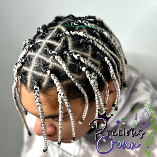 A classy look with a braided colored extension. 