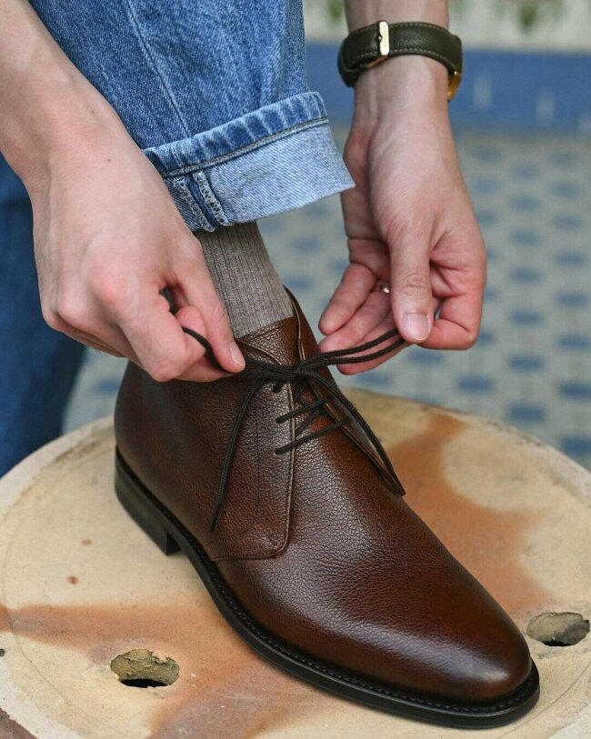 A classy option with Chukka boots. 