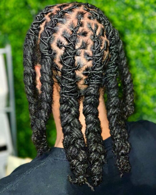 A sleek look with fishtail braid. 