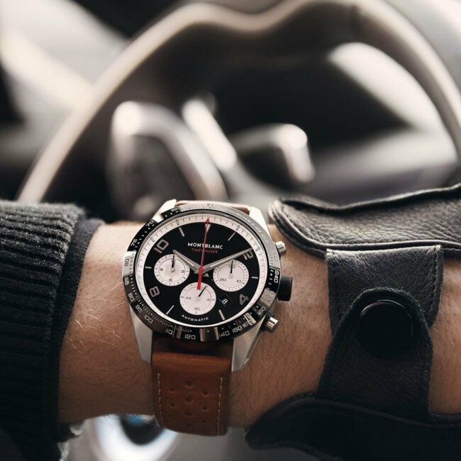 A sleek look with a Montblanc TimeWalker watch. 