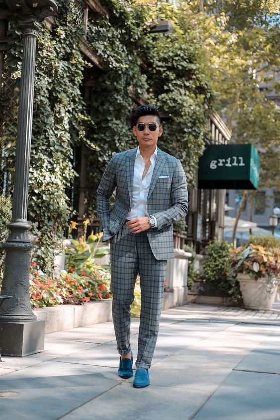 A classy look with a patterned suit