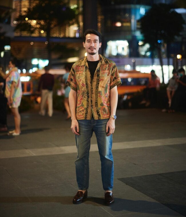 A unique look with Bohemian-inspired shirt. 
