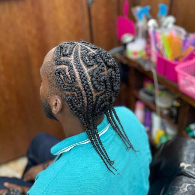 A classic look with braided cornrows.