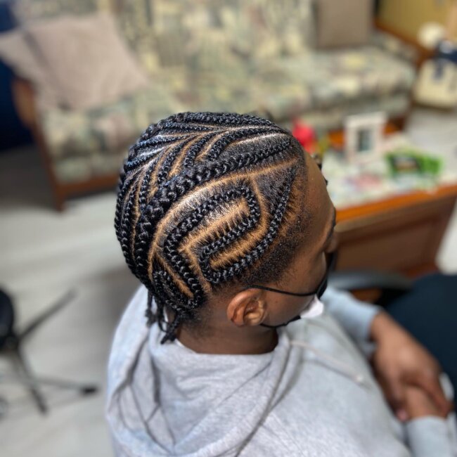 A bold look with cornrows. 