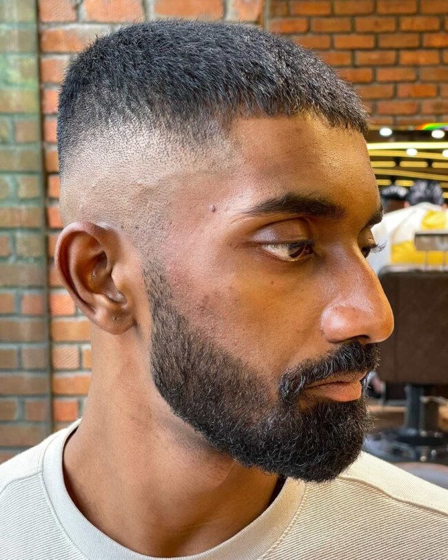 A unique look with a crew cut. 