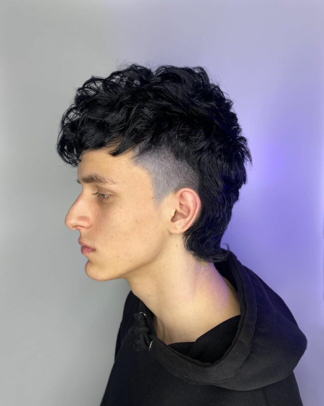 A classy look with curly mullet