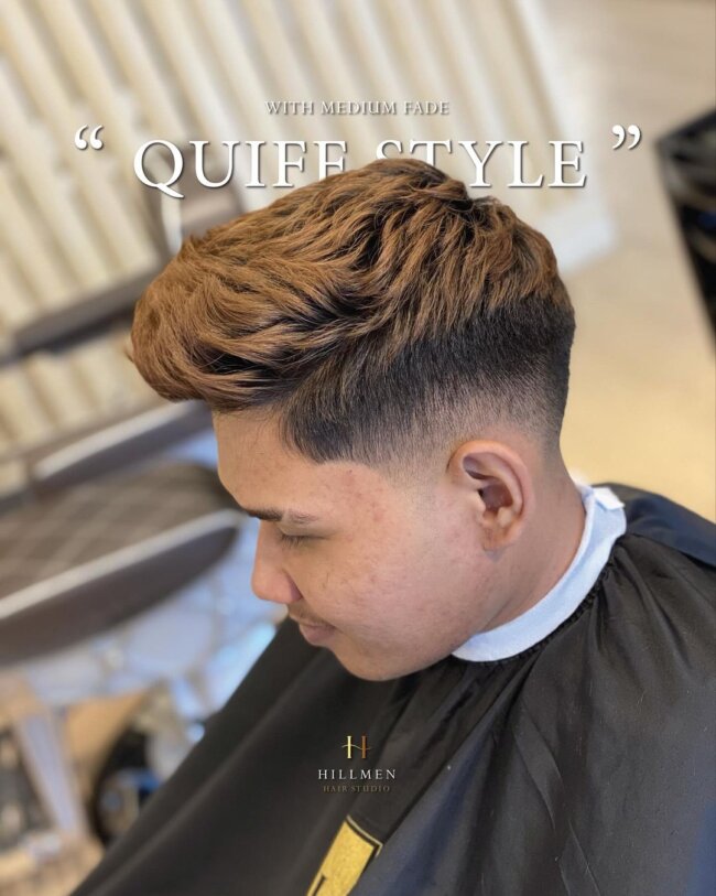 A refined look with quiff with highlights. 