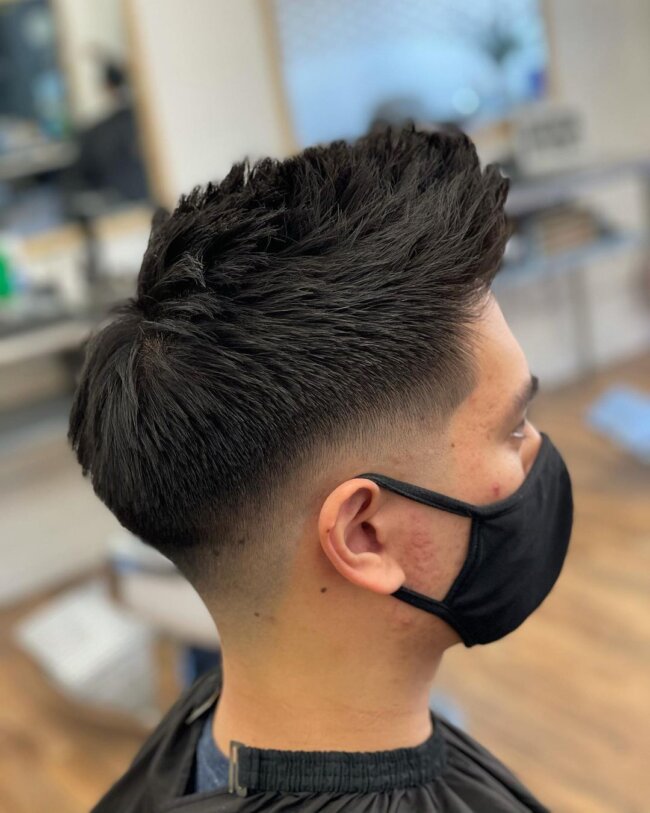 A refined look with skin fade quiff. 