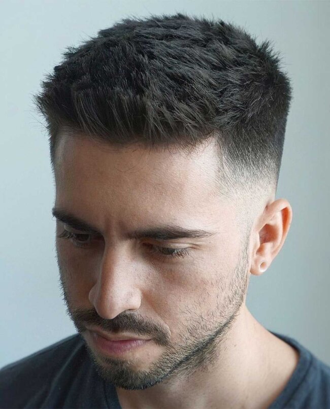A bold look with tapered quiff. 