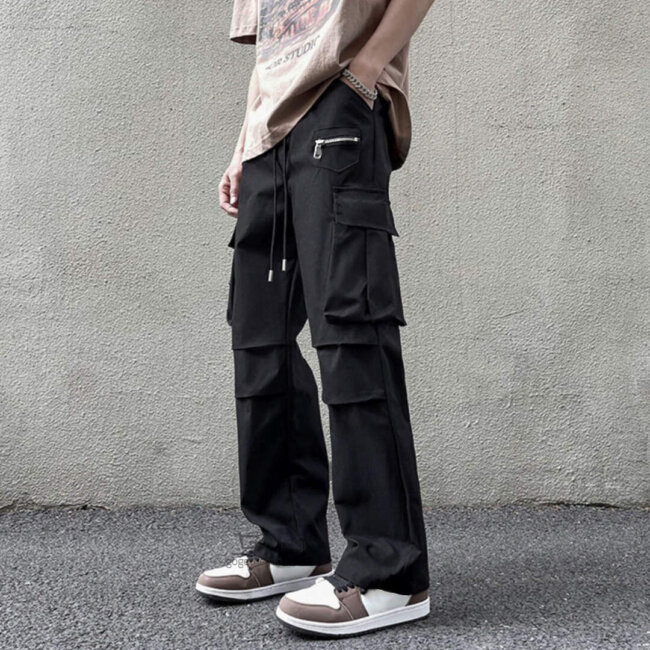A bold look with utility pants. 